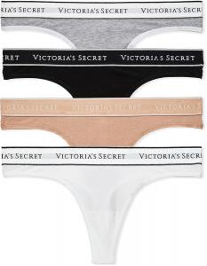 Женские хлопковые трусики-стринги Victoria's Secret с логотипом, трусики для женщин, набор из нескольких штук (XS-XXL), Multicolor