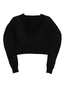 Укороченное трикотажное худи Alaïa, черный