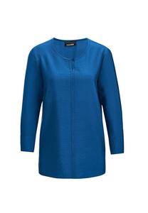 Короткий размер: блузка с круглым вырезом из структурированной вискозной смеси. Goldner, синий