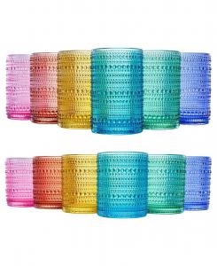 Набор из 12 цветных стаканов с бисерной отделкой в виде шипов The Wine Savant, Multicolor