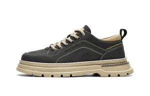 Винтажные повседневные утепленные флисом универсальные рабочие ботинки HLA низкие износостойкие мужские, черные с флисовой подкладкой