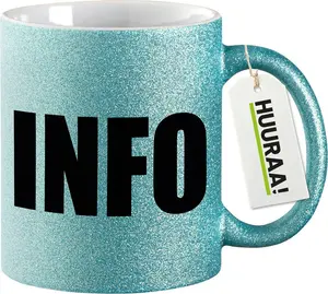 Кружка Huuraa Glitter Mug Info Symbol Gift 330ml Blue Info Present Hellweg Druckerei