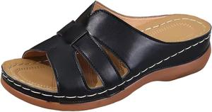 Сандалии с поддержкой свода стопы для женщин, ортопедические прогулочные сандалии, слипоны с толстой амортизацией, удобные тапочки при подошвенном фасциите, женские сандалии с открытым носком, повседневные, дышащие пляжные тапочки Generic, черный