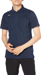 Мужская рубашка-поло Mizuno 32MA0083, с коротким рукавом, влагоотводящая, быстросохнущая, тренировочная, темно-синий