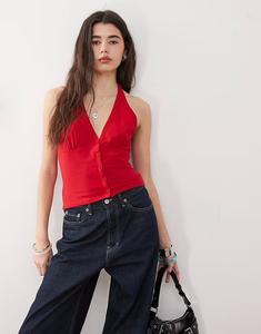 Топ COLLUSION с застежкой-халтером красного цвета