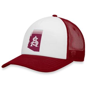 Мужская кепка Top of the World белого/бордового цвета штата Аризона Sun Devils Tone Down Trucker Snapback