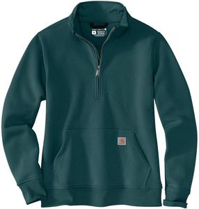 Carhartt Women's Relaxed Fit Midweight Quarter-Zip Mock-Neck Sweatshirt, Greenstone