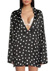 Платье-рубашка-кафтан в горошек WeWoreWhat, черный