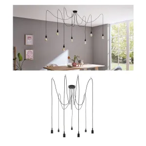 Подвесной светильник Paulmann "Neordic Ketil max.7x60W черный 230В силикон/металл", 7 лампочек, лампа E27 | без лампочки, Е27 Ø 15,0 см, черный