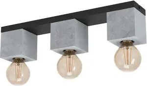 Потолочный светильник EGLO "PRESTWICK 3", лампа E27 | Лампы можно заменить без лампочек, потолочный светильник черного цвета из стали - кроме E27 - 40 Вт Высота: 11,00 см., черный