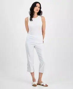 Женские капри с боковой шнуровкой на молнии JM Collection, белый