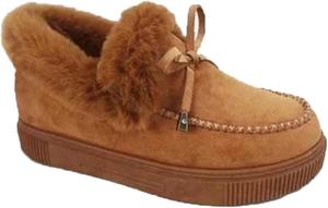 Женские ботинки с круглым носком, толстой подошвой, ортопедической поддержкой свода стопы, шерстяной теплой подкладкой, хлопковые утепленные обувь, ортопедическая обувь для женщин No Brand, Brown 9.5