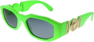 Мужские солнцезащитные очки Versace, черная оправа, темно-серые линзы, 53 мм, Green Fluo