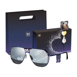 HLA Авиаторские солнцезащитные очки из сплава Unisex, Blue Frame Mercury[Love Photo]Box (Printable Photos, Contact Customer Service Note)
