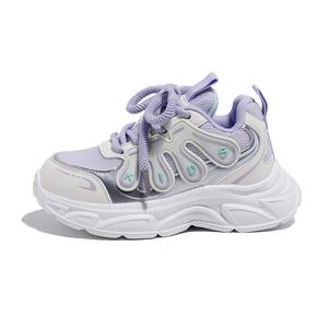 Нескользящие, противоударные и дышащие низкие детские кроссовки для повседневной носки Babaya, бежевый/фиолетовый