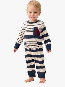 Боди в полоску из текстурированного хлопка baby lewis Angel & Rocket, синий/белый