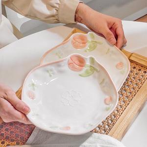 Ceramics Набор керамических мисок и тарелок для дома с подглазурным покрытием, чаши для риса и супа, свежая и простая посуда, подарок на новоселье, 20-сантиметровая асимметричная тарелка - 1 штука