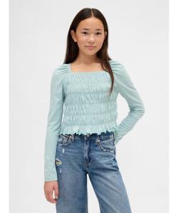 (K) Топ с присборенным квадратным вырезом и сборками (детский)