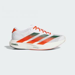 Кроссовки Adidas Miami Hurricanes adizero Evo SL, цвет Cloud White/Dark Green/Collegiate Orange