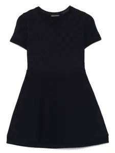 Платье с жаккардовым логотипом Emporio Armani Kids, синий