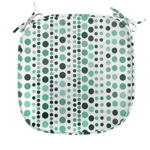 ABAKUHAUS Современная подушка для обеденного стула, геометрические круговые точки, декоративная водонепроницаемая подушка с ремнями для кухонных сидений, 40 см x 40 см, бирюзово-зеленый охотник, бирюзовый