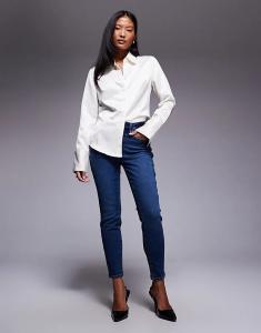 Джинсы скинни Good American Petite, средне-синего цвета