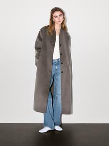 Пальто из смесовой шерсти с высоким воротником Massimo Dutti, серый