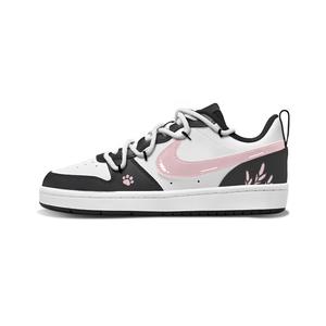 Nike Court Borough Pink Claw Light Branch нескользящие устойчивые к истиранию низкие кроссовки для скейтбординга White детские