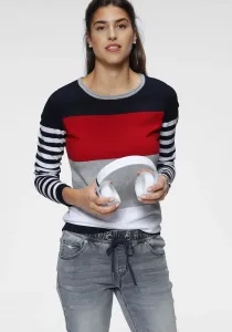 Свитер KangaROOS с круглым вырезом в модном полосатом исполнении, красный