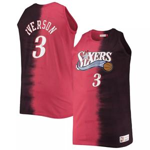 Мужская майка Mitchell & Ness Allen Iverson красная/черная Philadelphia 76ers Profile Tie-Dye Player Tank Top