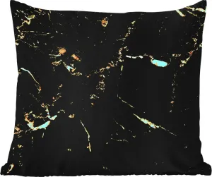 Подушка для улицы - Мрамор - Лайм - Черный - Золотой - 50x50 см - Устойчивая к погодным условиям - Подушка для отдыха - Удобная - Подушка с изображением MuchoWow