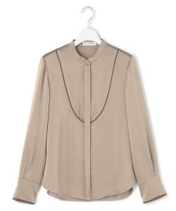 Рубашка с ниспадающим атласным воротником-стойкой