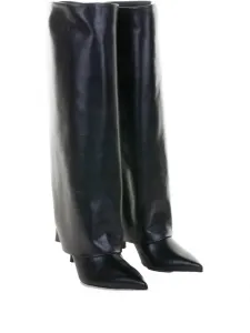 Кожаные сапоги до колена Ahliana на каблуке 80 мм GUGLIELMO ROTTA, черный