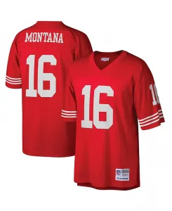 Мужская реплика джерси Joe Montana в цвете scarlet, San Francisco 49ers, размеры big and tall, модель 1990 года, вышедшего на пенсию игрока Mitchell & Ness