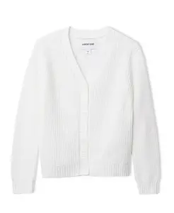 Вязаный кардиган с пуговицами спереди для девочек Lands' End, слоновая кость/кремовый