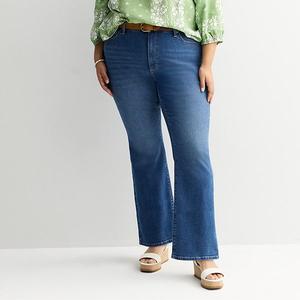 Джинсы bootcut mid-rise для полных женщин Sonoma Goods For Life, Deep Blue Wash