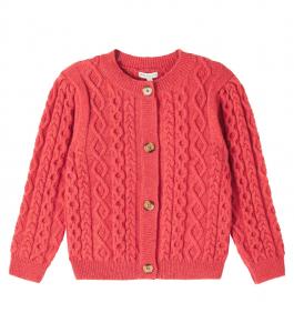 Кардиган Lalisa из шерстяной смеси, связанный косами Bebe Organic, Raspberry Red