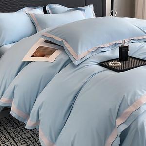 FUANNA Комплект постельного белья 1.2 м, 3 предмета, пододеяльник 150x200 см, Jie Si, небесно-голубой: класс А, утолщенный, 100% хлопок, без ворса