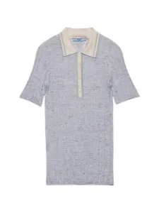 Поло-свитер из кашемира, шелка и льна Prada, синий