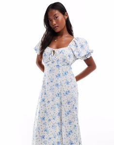 Платье макси Petite Spun Tea с синим мелким цветочным принтом Miss Selfridge Petite