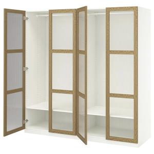 Гардероб PAX/TONSTAD IKEA, 200x60x201 см, цвет white/oak veneer glass