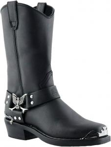 Мужские кожаные байкерские и ковбойские ботинки Grinders Western Eagle Hi черные