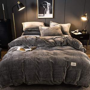Generic Комплект постельного белья зимний флисовый мягкий теплый гладкий фланелевый Grey
