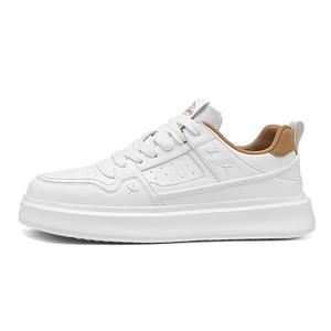 YEARCON Низкие скейтерские кроссовки мужские бело-коричнево-желтые, цвет White Brown Yellow