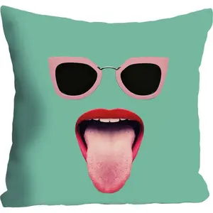 Декоративная подушка queence Mund + Brille в насыщенных цветах, наволочка без наполнителя, 1 шт. Queence, Bunt + bedruckt