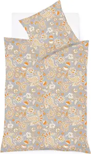 Постельное белье Mako-Satin 155x220 Paisley Flowers Gold Grey 114285-03 Fleuresse