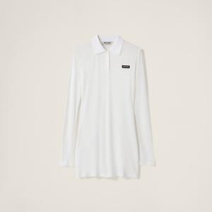 Мини-платье из рубчатого трикотажа MIU MIU, белый