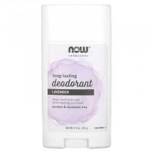 NOW Foods, Solutions, дезодорант-карандаш длительного действия, освежающая лаванда, 62 г (2,2 унции)