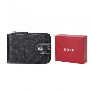 Кожаный ключница кошелек для водительских прав монетница гармошка картхолдер GOLF, черный (в улучшенной упаковке)