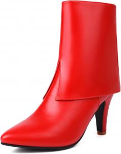 Женские ботильоны на высоком каблуке Alyaafifa с заостренным носком, на шпильке, с молнией, из элегантной замши, короткие ботинки для осени и зимы, нарядная обувь, Layered - Red